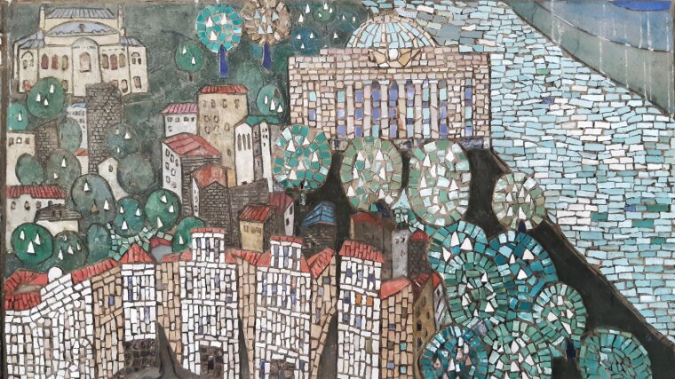 Mosaic in the Kyiv Main Bus Station Hall by Ada Rybachuk and Volodimir Melnychenko